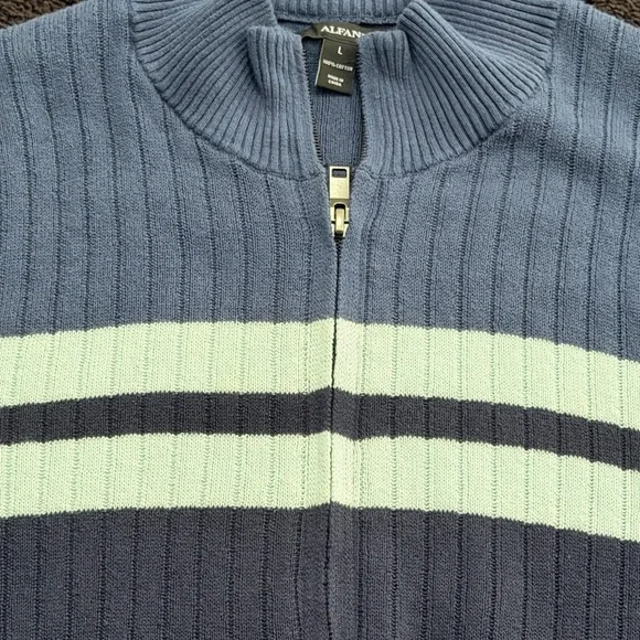 NEW Alfani Men's Navy Blue Striped Sweater - Picture 9 of 11